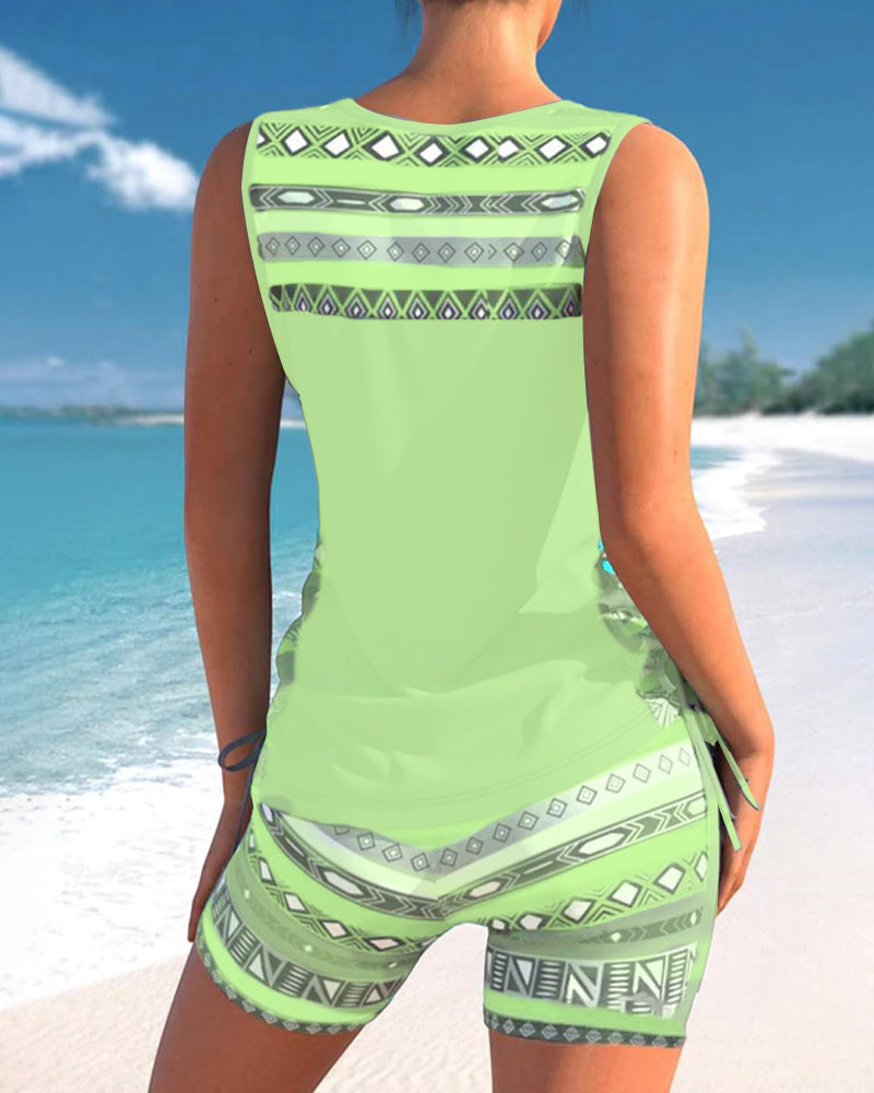 Tankini's met V-hals en geometrische print