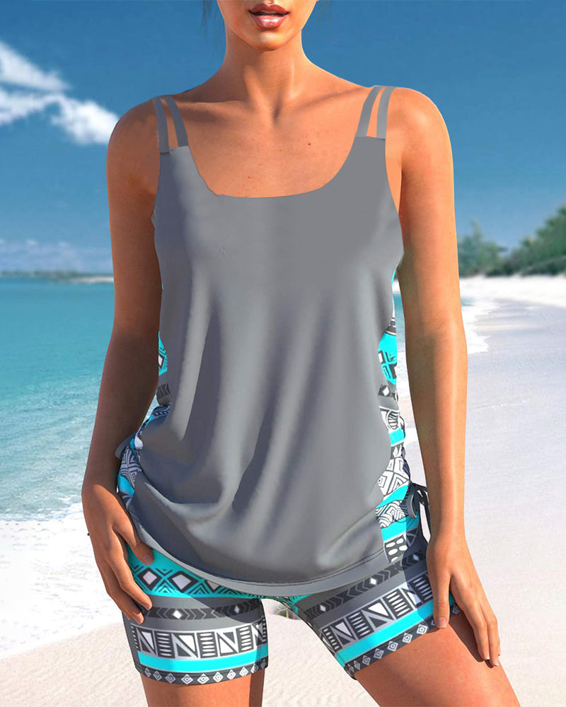 Tankini's met V-hals en geometrische print