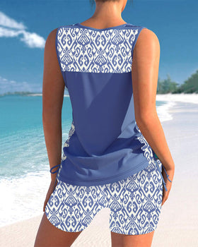 Tankini's met V-hals en geometrische print